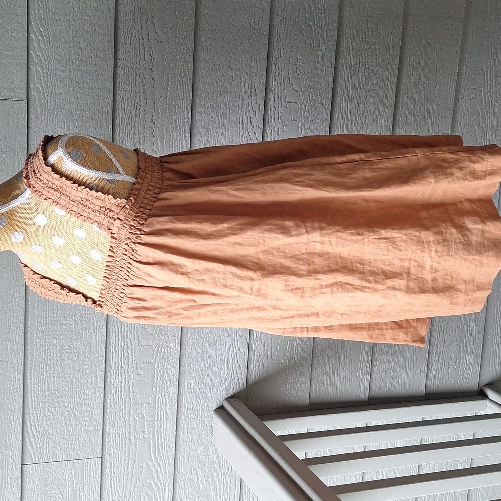 Everlane The Smocked Linen Dress Size XS Light Brown - Picture 9 of 14